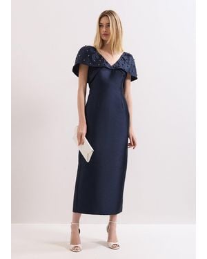 Phase Eight Erina Satin Twill Midi Dress - Blue