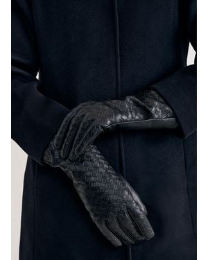 Phase Eight Leather Woven Texture Gloves - Blue