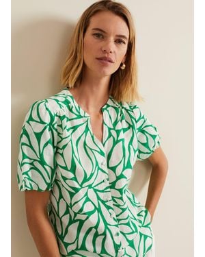 Phase Eight Louanna Linen Printed Shirt - Green
