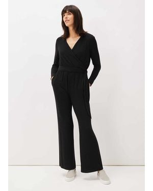 Phase Eight Zarra Wrap Wide Leg Jersey Jumpsuit - Black