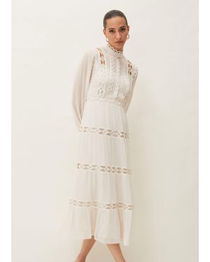 Phase Eight Amberlee Cutwork Midi Dress - Natural