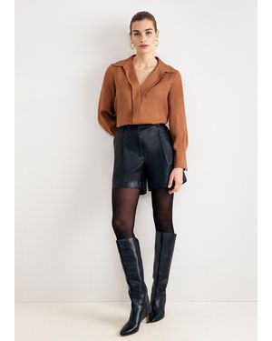 Phase Eight Mia Faux Leather Shorts - Blue