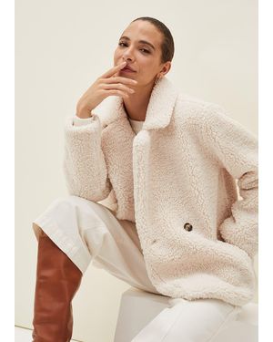 Phase Eight Izzy Short Teddy Coat - Natural