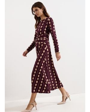 Phase Eight Eugenie Spot Jersey Midi Dress - Red