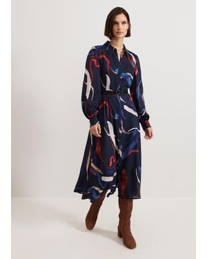 Phase Eight Katy Horizon Shirt Midi Dress - Blue