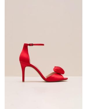Phase Eight Satin Corsage Flower Sandal - Red