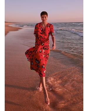 Phase Eight Kendall Butterfly Print Pleated Midi Dress - Red