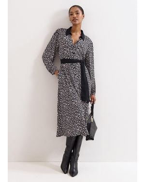 Phase Eight Florence Printed Jersey Shirt Midi Dress - Grey
