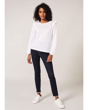 Phase Eight Linen Frill Detail Top - White
