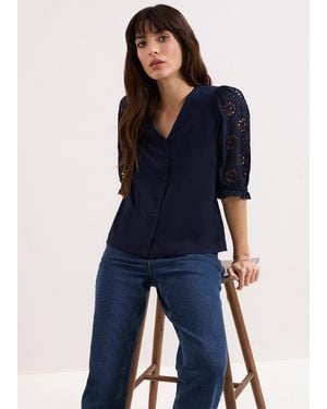 Phase Eight Eleanor Woven Sleeve Top - Blue