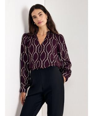 Phase Eight Kayleigh Abstract Long Sleeve V-Neck Top - Purple