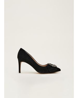 Phase Eight Jewel Front Bow Court Shoe - Black