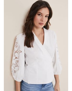 Phase Eight Kacey Broderie Blouse - White