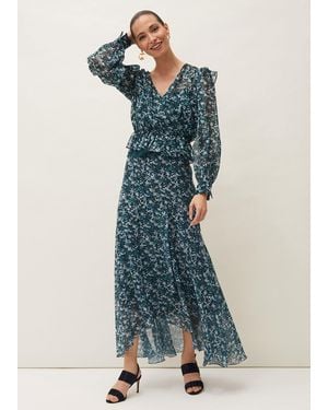 Phase Eight Lola Floral Co-Ord Skirt - Blue