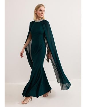 Phase Eight Bridie Jewelled Cape Maxi Dress - Blue