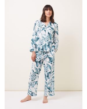 Phase Eight Piera Palm Print Pyjama Set - Blue