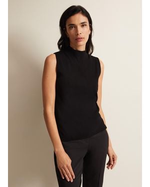 Phase Eight Miley Sleevless Funnel Neck Tank - Black