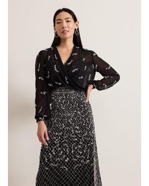 Phase Eight Annette Sequin Embellished Cover Up - Black
