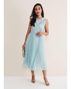 Phase Eight 's Amora Lace Bodice Midi Dress - Blue