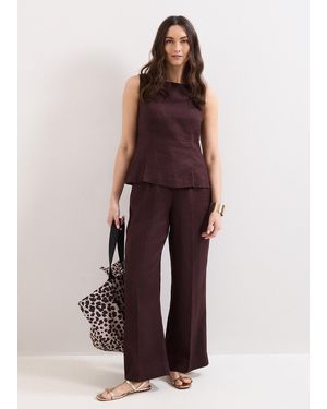 Phase Eight Petite Zoey Linen Wide Leg Trousers - Red