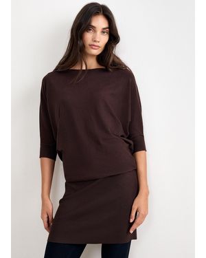 Phase Eight Becca Batwing Knitted Mini Dress - Brown