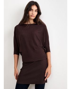 Phase Eight Becca Batwing Knitted Mini Dress - Brown