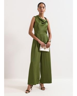 Phase Eight Avril Satin Wide Leg Jumpsuit - Green
