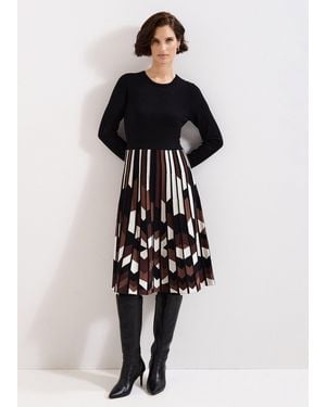 Phase Eight Maci Fit And Flare Pleated Knit Dress - Brown