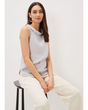 Phase Eight Sky Sleeveless Linen Blouse - Grey