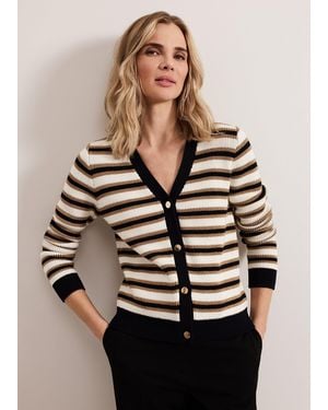 Phase Eight Indy Stripe Knit Cardigan - Black