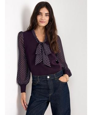 Phase Eight Ellen Geo Print Knitted Top - Blue