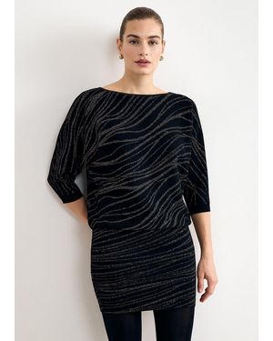 Phase Eight Becca Zebra Print Batwing Knitted Mini Dress - Black