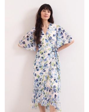 Phase Eight Petite Juliette Floral Shimmer Midi Dress - White