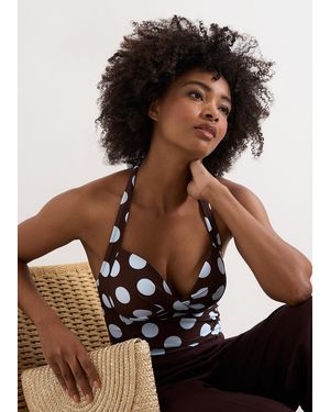 Phase Eight Chocolate & Spot Tankini Top - Brown
