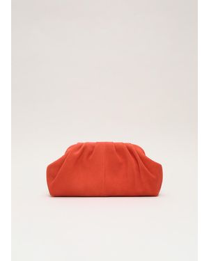 Phase Eight Suede Pleat Clutch Bag - Red