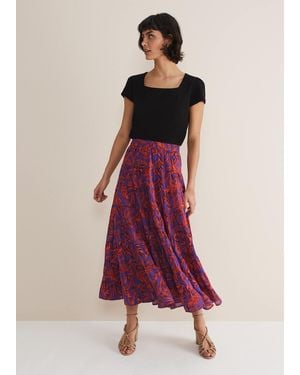Phase Eight Eloraina Leaf Print Maxi Skirt - Pink