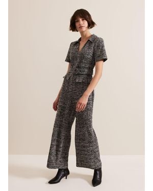 Phase Eight Lavinia Tweed Wide Leg Jumpsuit - Natural