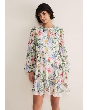 Phase Eight Everleigh Chiffon Floral Mini Dress - Natural
