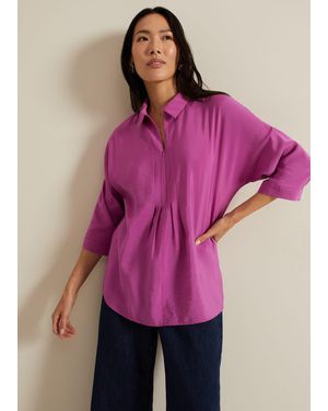 Phase Eight Cynthia Pleat Zip Front Shirt - Purple