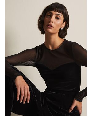 Phase Eight Elouise Velvet Mesh Top - Black