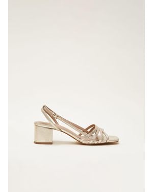 Phase Eight Leather Block Heels - Natural