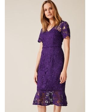 Phase Eight Daria Guipure Dress - Purple