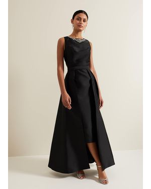 Phase Eight Yisanne Satin Embelished Dress - Black