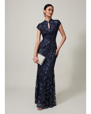 Phase Eight Sofia Embroidered Sequin Dress - Blue