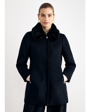 Phase Eight Petite Issy Fur Collar Short Coat - Blue