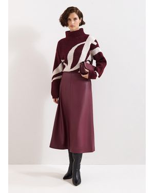 Phase Eight Antoinette Pu Midi Skirt - Red