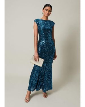 Phase Eight Haven Sequin Maxi Dress - Blue