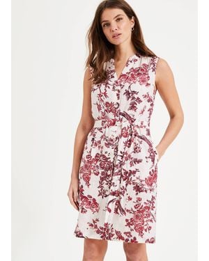 Phase Eight Toile De Jouy Linen Dress - Red