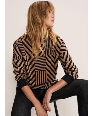 Phase Eight Renatta Patched Geo Jacquard Top - Brown
