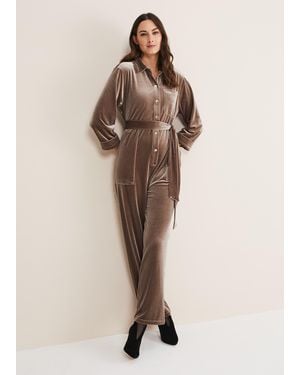 Phase Eight Nala Velvet Jumpsuit - Natural